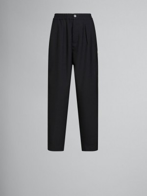 Marni Wol Trousers With Front Pleats Zwart | GBEEC81548