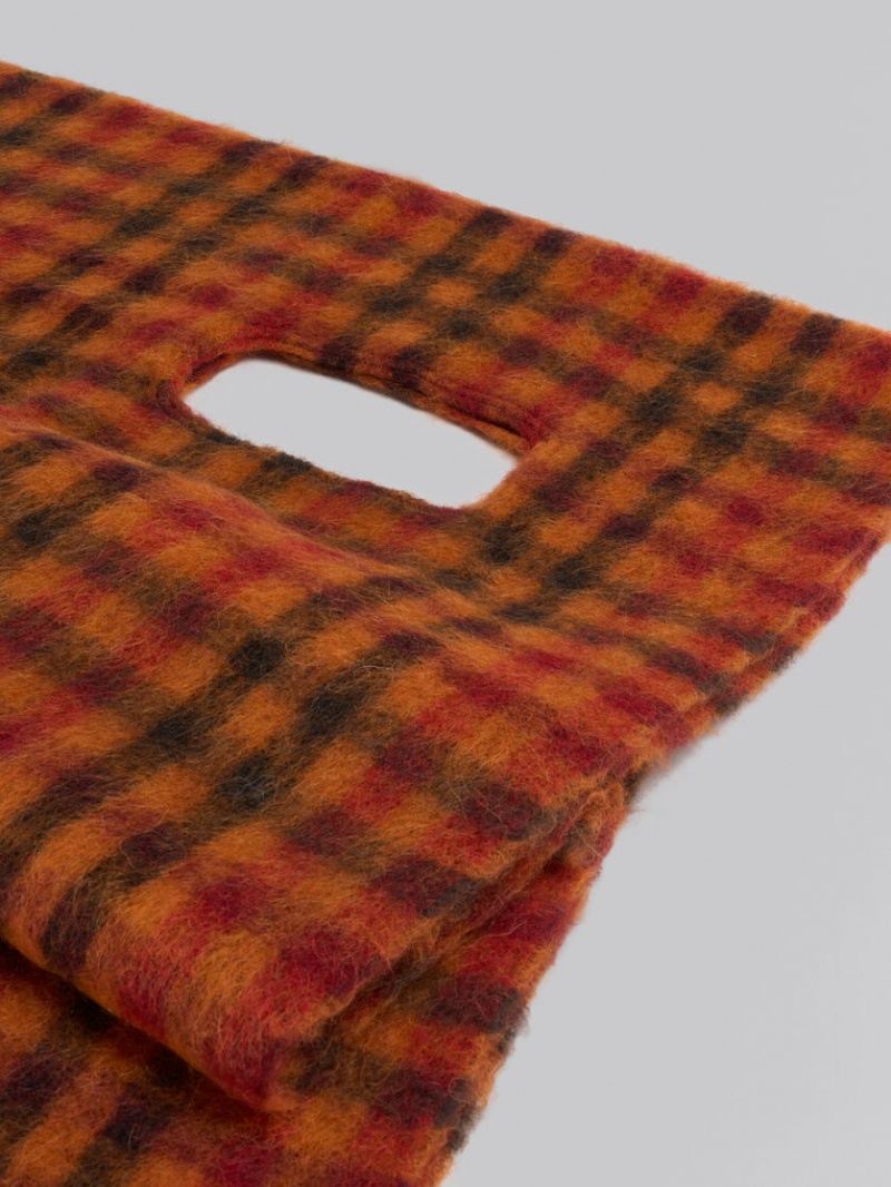 Marni Alpaca And Mohair Check Scarf Lichtoranje | SBENY95498