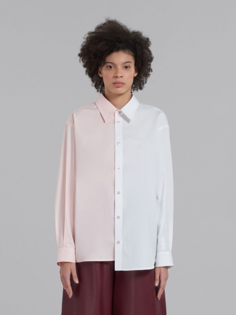 Marni Asymmetric Shirt In Bio Poplin Wit | BEQCS29410