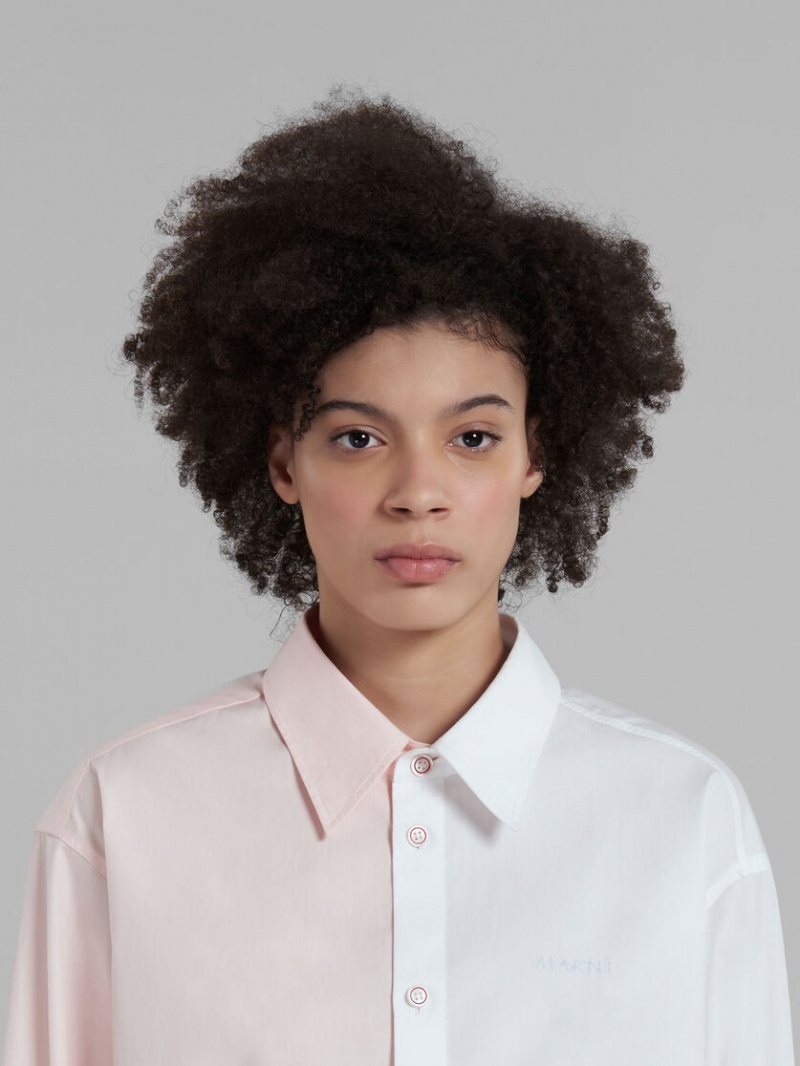 Marni Asymmetric Shirt In Bio Poplin Wit | BEQCS29410