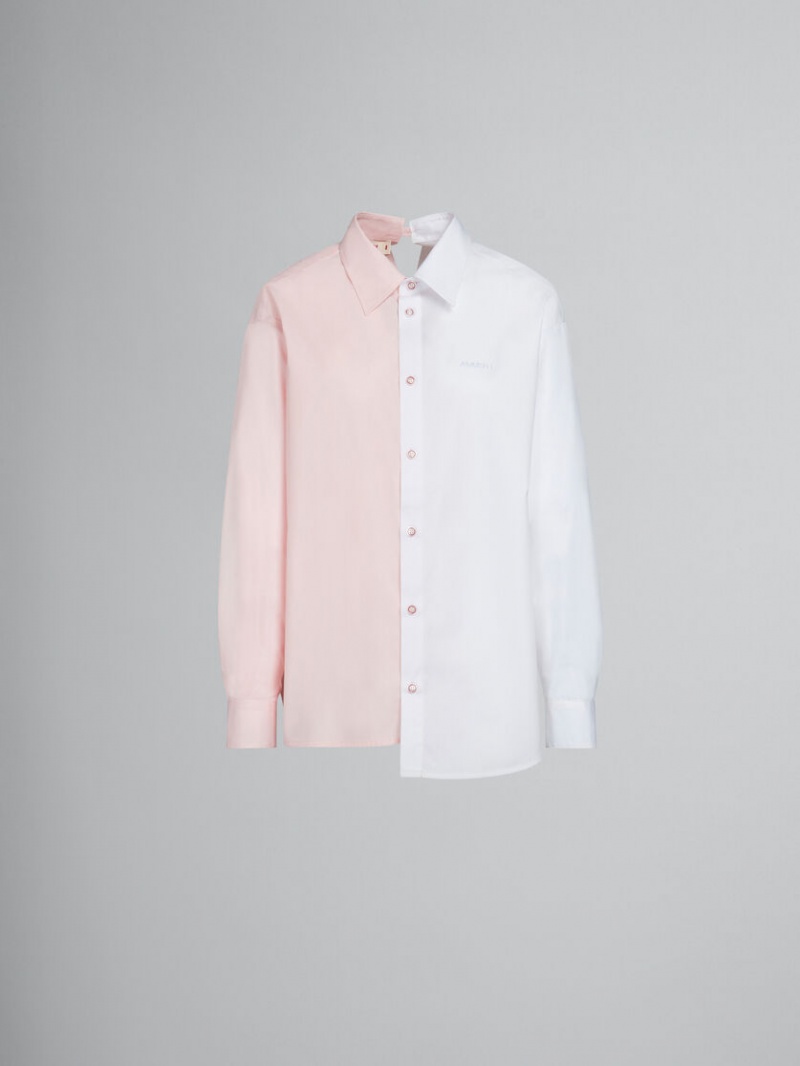 Marni Asymmetric Shirt In Bio Poplin Wit | BEQCS29410