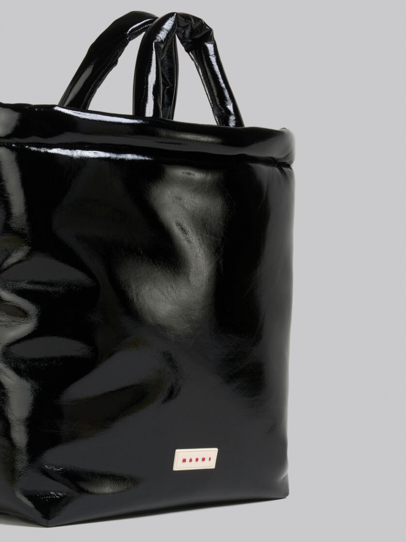 Marni Bey Tote Bag Lak Zwart | XBEGW97709