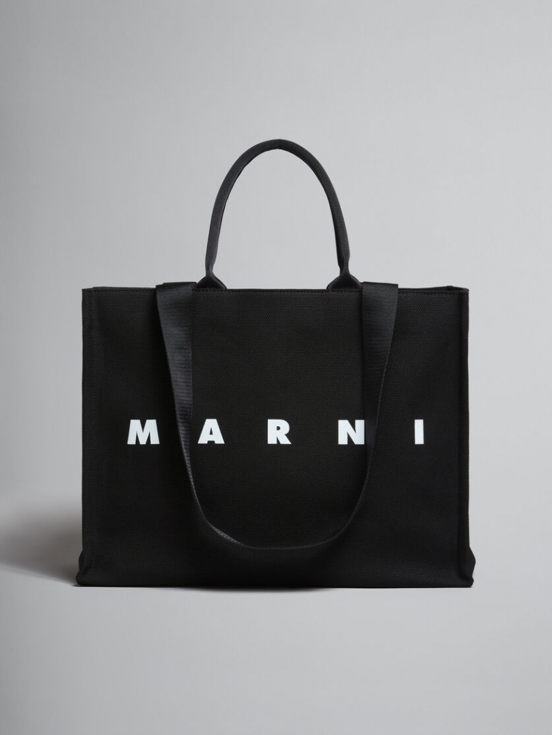 Marni Bey Tote Bag With Logo Print Zwart | EBEVG66564