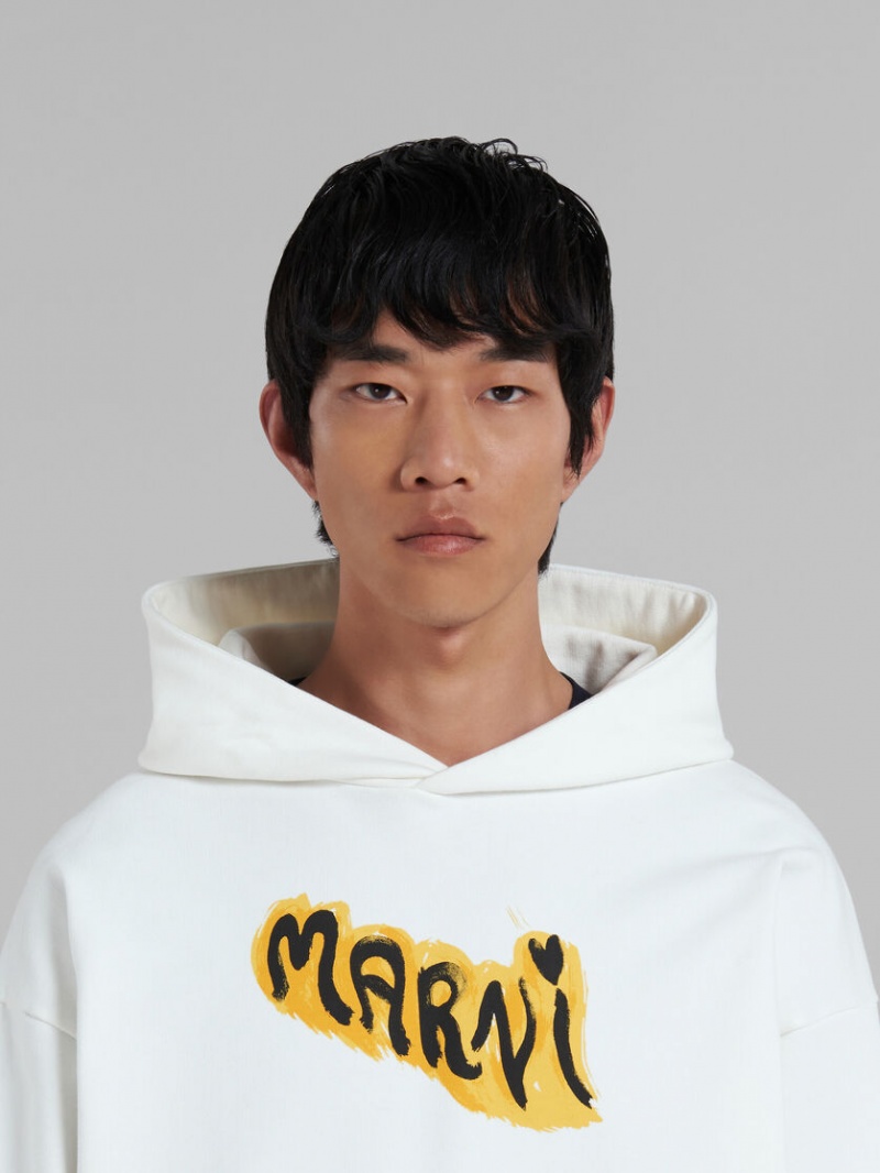 Marni Bio Katoenen Hoodie With Graffiti Prints Wit | SBEVO32617