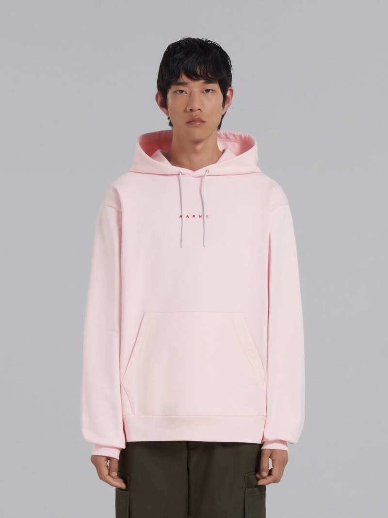 Marni Bio Katoenen Hoodie With Marni Print Roze | MBEFT25451