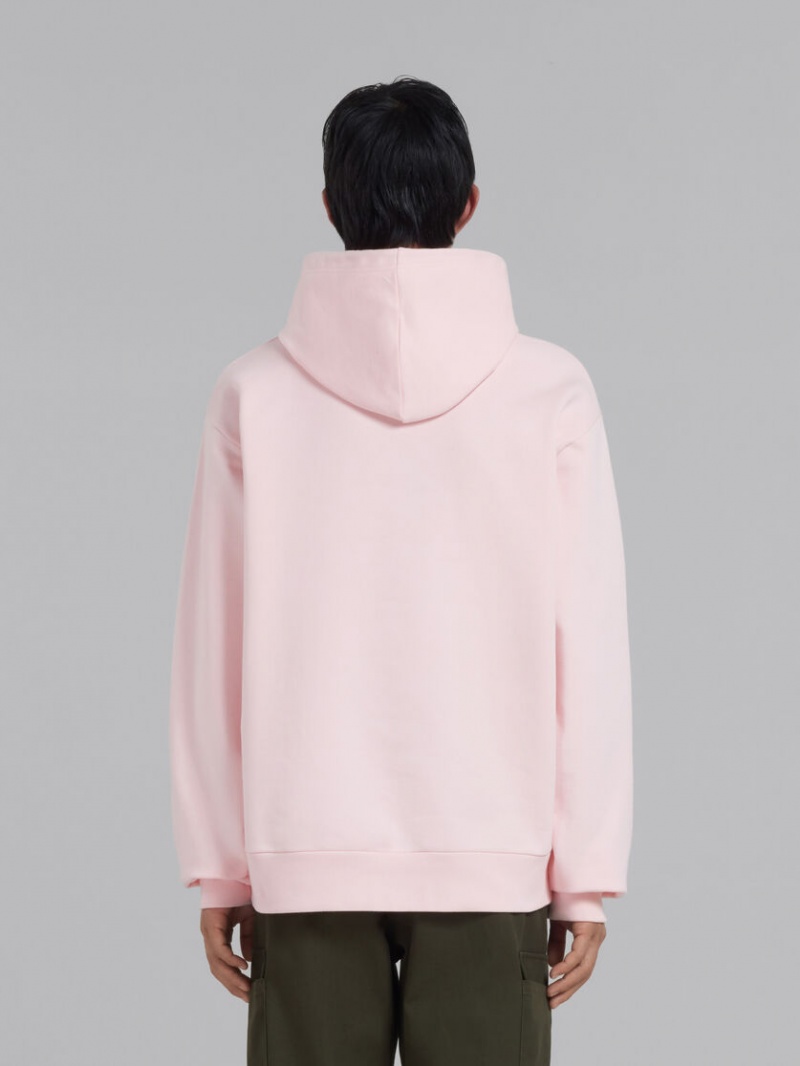 Marni Bio Katoenen Hoodie With Marni Print Roze | MBEFT25451