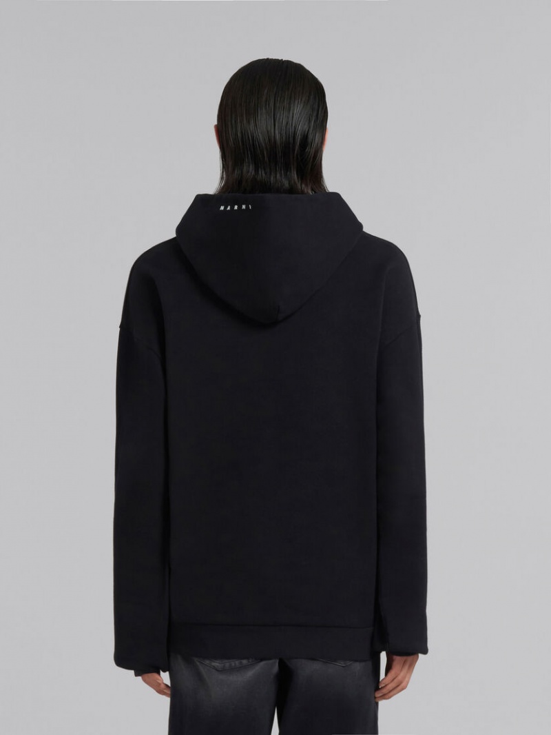 Marni Bio Katoenen Hoodie With Maxi Slogan Print Zwart | SBEVO65700