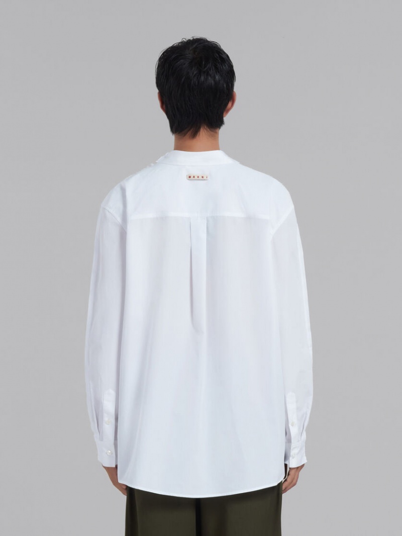 Marni Bio Katoenen Long-sleeved T-shirt With Back Yoke Wit | FBEHY85560