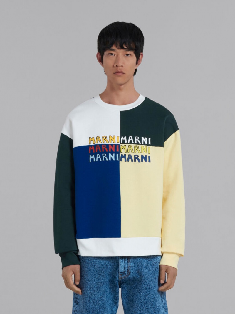 Marni Bio Katoenen Sweatshirt With Multi-logo Print Gekleurd | PBEER57861