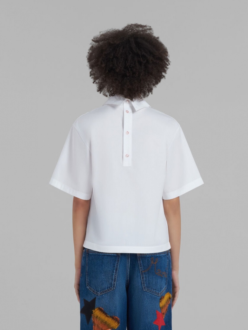 Marni Bio Poplin Blouse With Polo Back Wit | LBESX91315