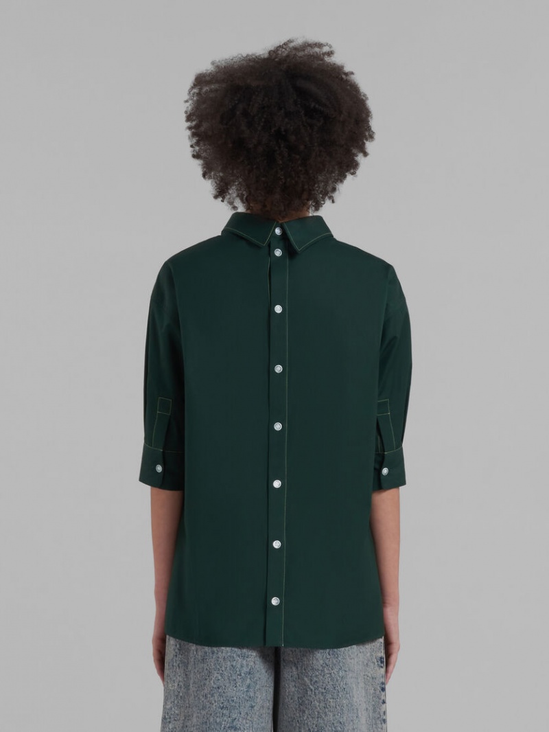 Marni Bio Poplin Top With Open Back Groen | XBEBH28129