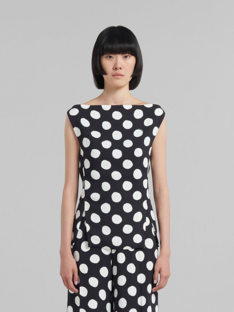 Marni Cady Boot-neck Top With Polka Dots Zwart | ABEDF11810