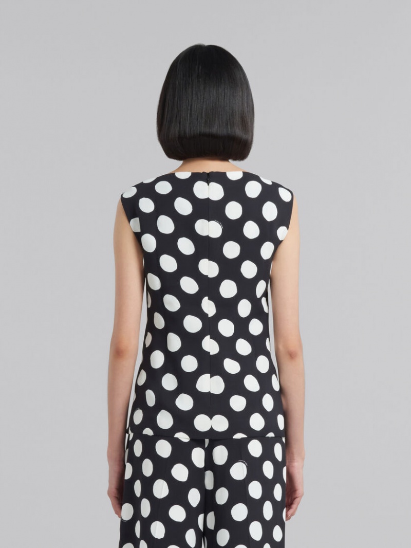 Marni Cady Boot-neck Top With Polka Dots Zwart | ABEDF11810