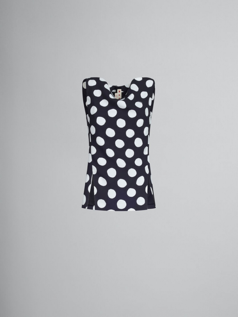 Marni Cady Boot-neck Top With Polka Dots Zwart | ABEDF11810