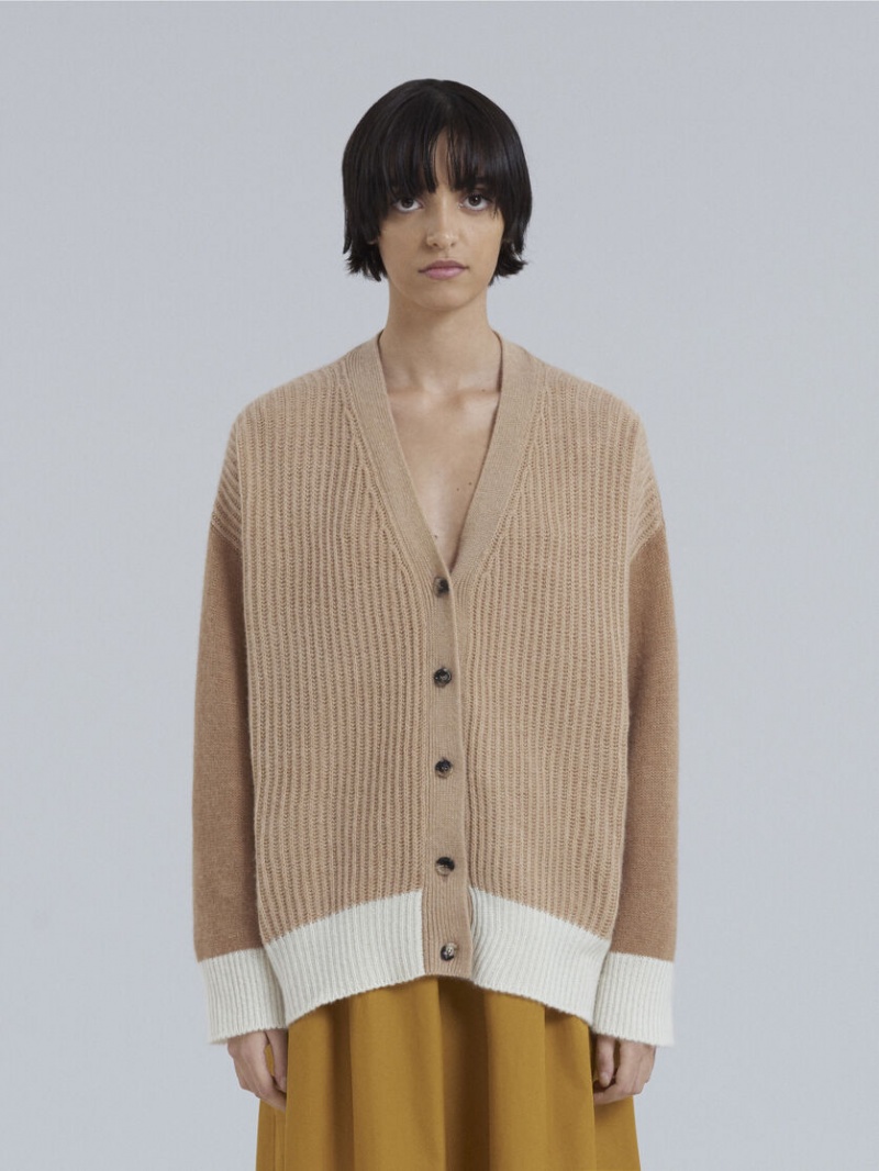 Marni Cashmere V-neck Cardigan Bruin | MBEHR82914