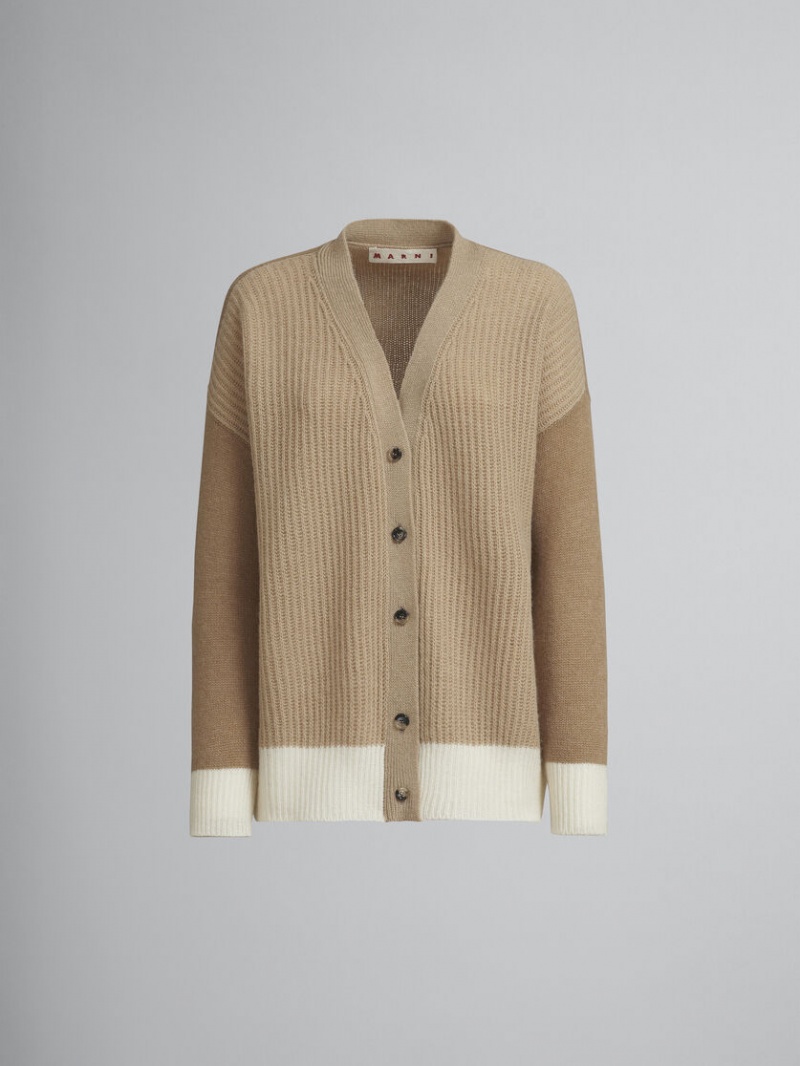 Marni Cashmere V-neck Cardigan Bruin | MBEHR82914