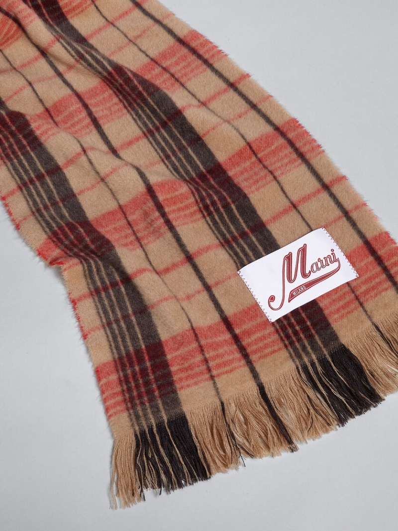 Marni Check Wol Scarf Bruin | YBEVQ93023