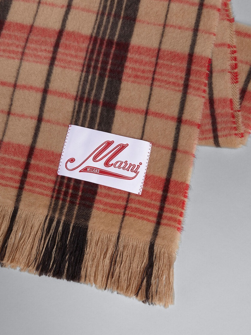 Marni Check Wol Scarf Bruin | YBEVQ93023