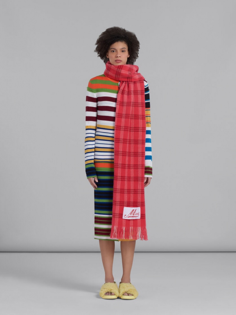 Marni Check Wol Scarf Roze Roze | UBETG38507