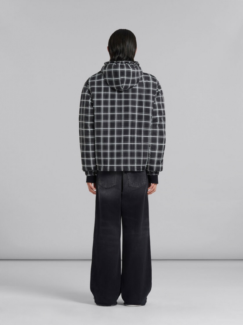 Marni Checked Nylon Jacket Zwart | EBEVG77539