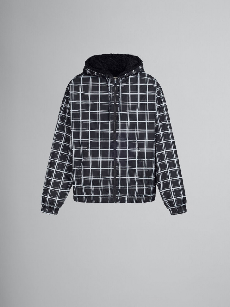 Marni Checked Nylon Jacket Zwart | EBEVG77539