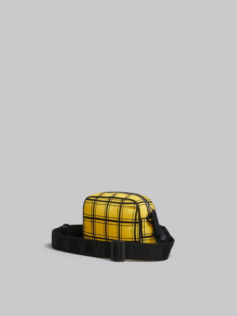 Marni Checked Nylon Puff Camera Bag Geel | BBESD27993