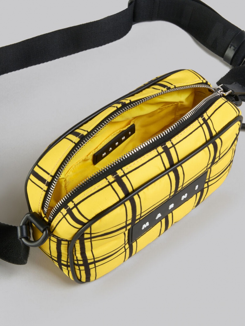 Marni Checked Nylon Puff Camera Bag Geel | BBESD27993