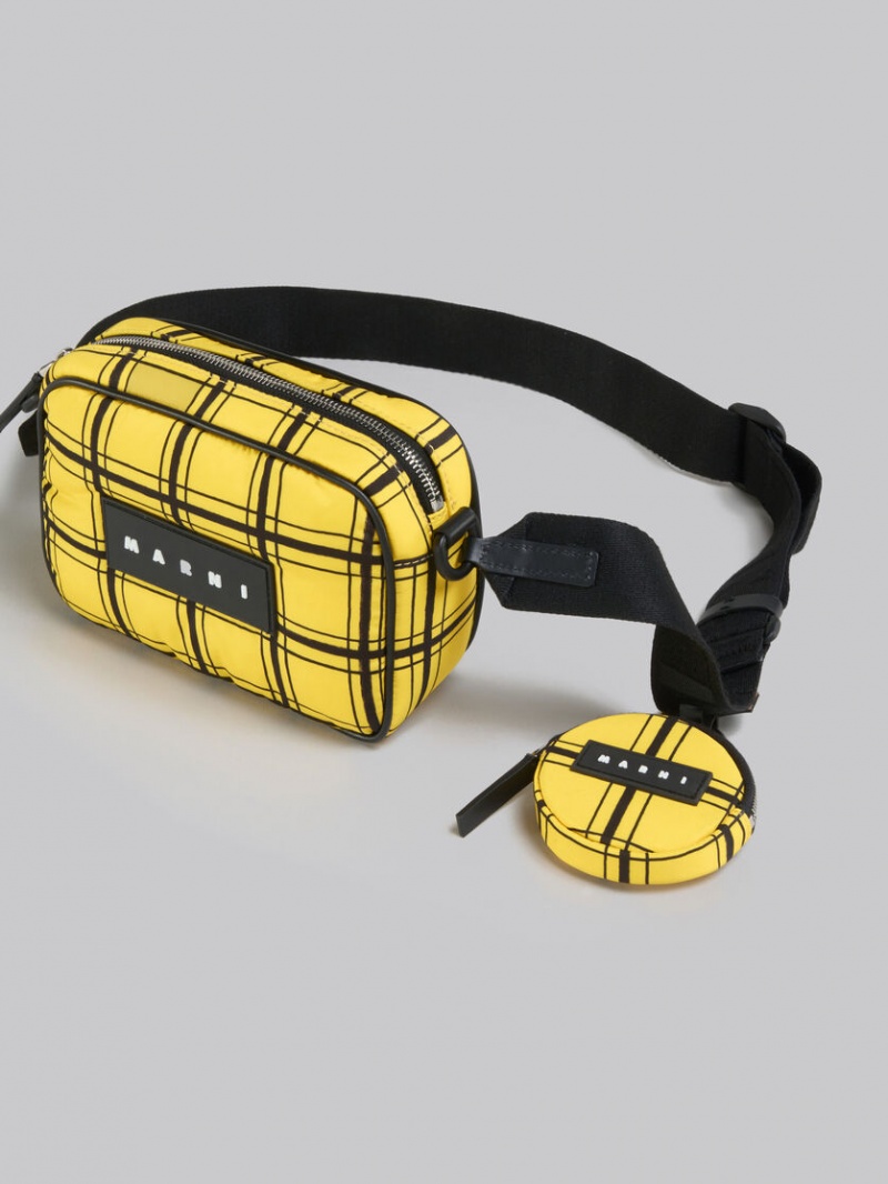 Marni Checked Nylon Puff Camera Bag Geel | BBESD27993