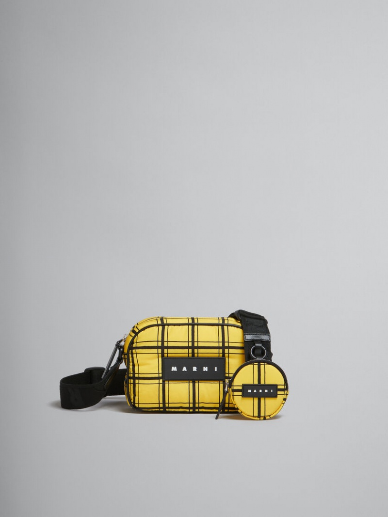 Marni Checked Nylon Puff Camera Bag Geel | BBESD27993