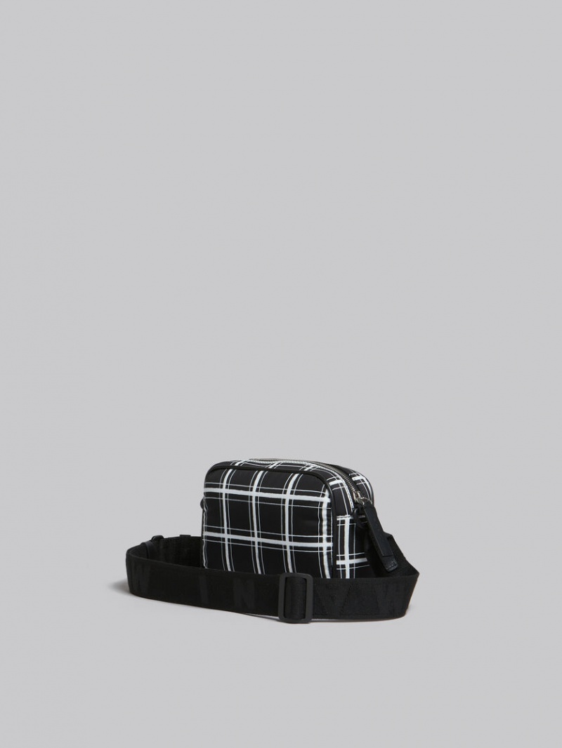 Marni Checked Nylon Puff Camera Bag Zwart | FBEHY56129