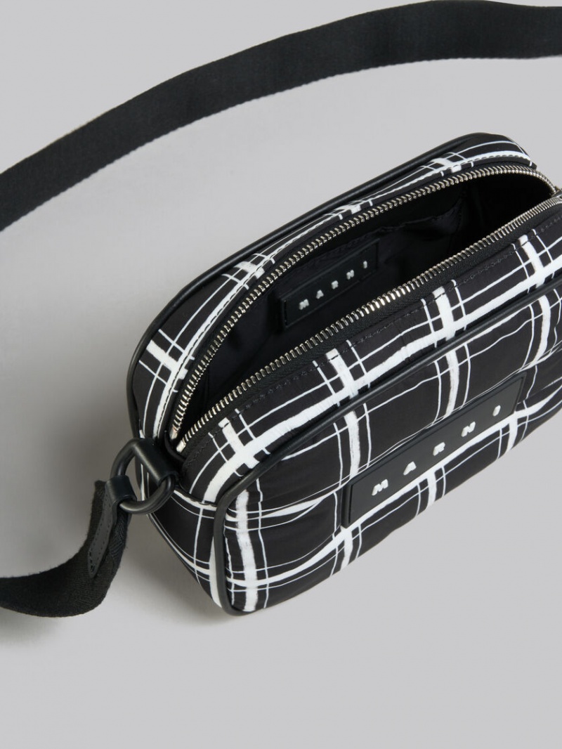 Marni Checked Nylon Puff Camera Bag Zwart | FBEHY56129