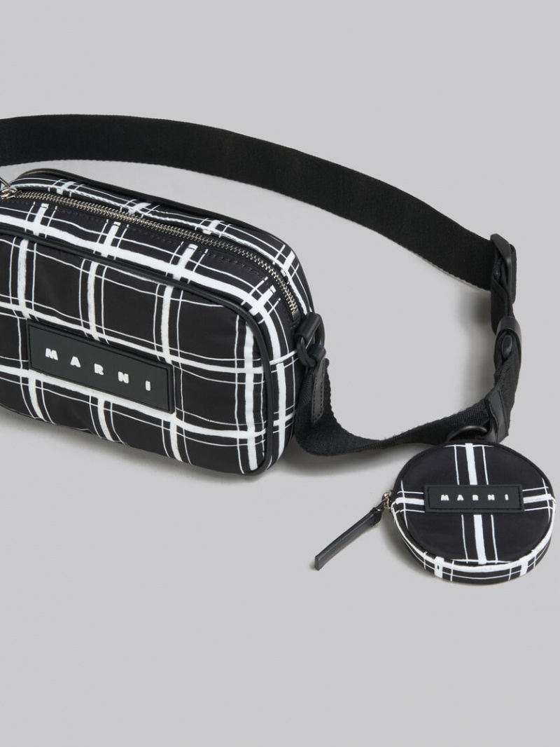 Marni Checked Nylon Puff Camera Bag Zwart | FBEHY56129