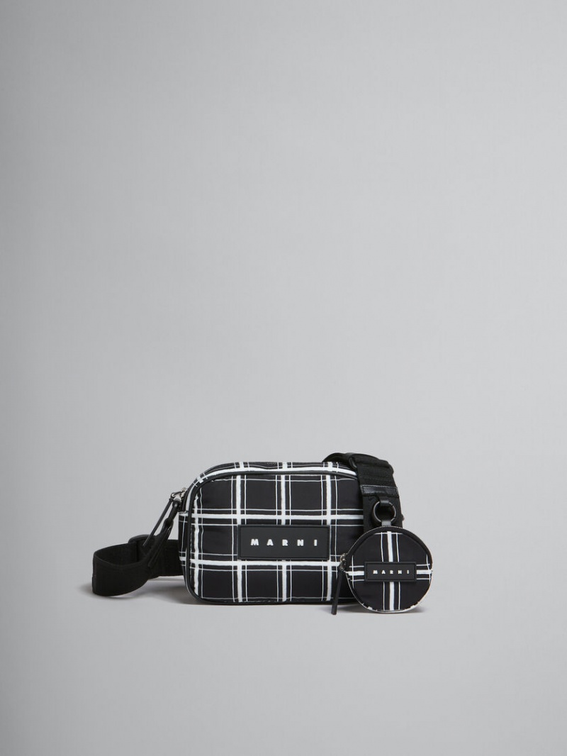 Marni Checked Nylon Puff Camera Bag Zwart | FBEHY56129