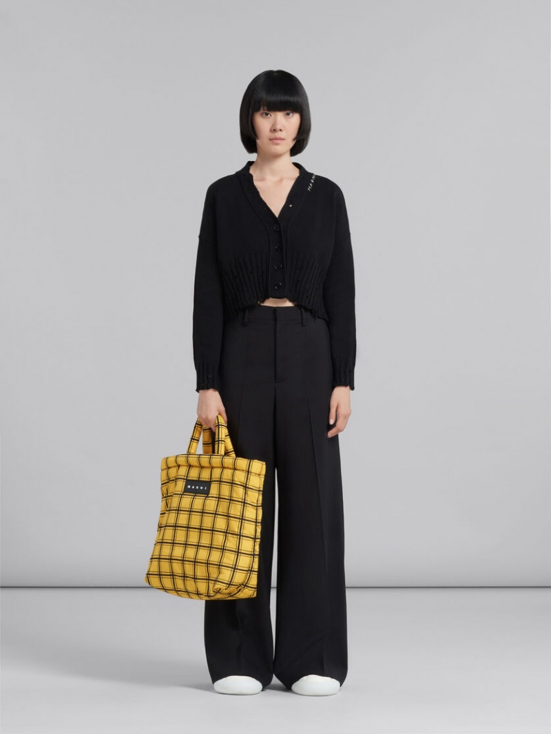 Marni Checked Nylon Puff Geel | BENEJ34480