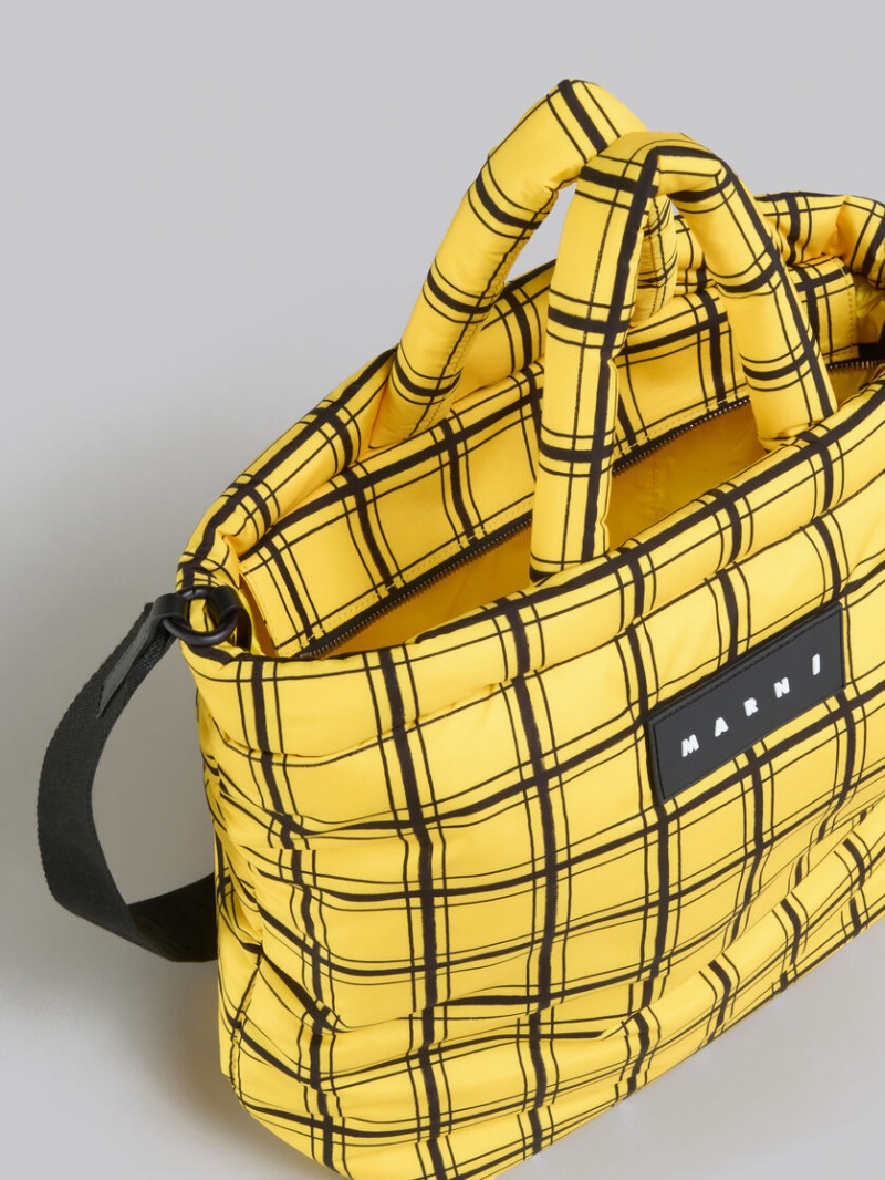 Marni Checked Nylon Puff Geel | BENEJ34480