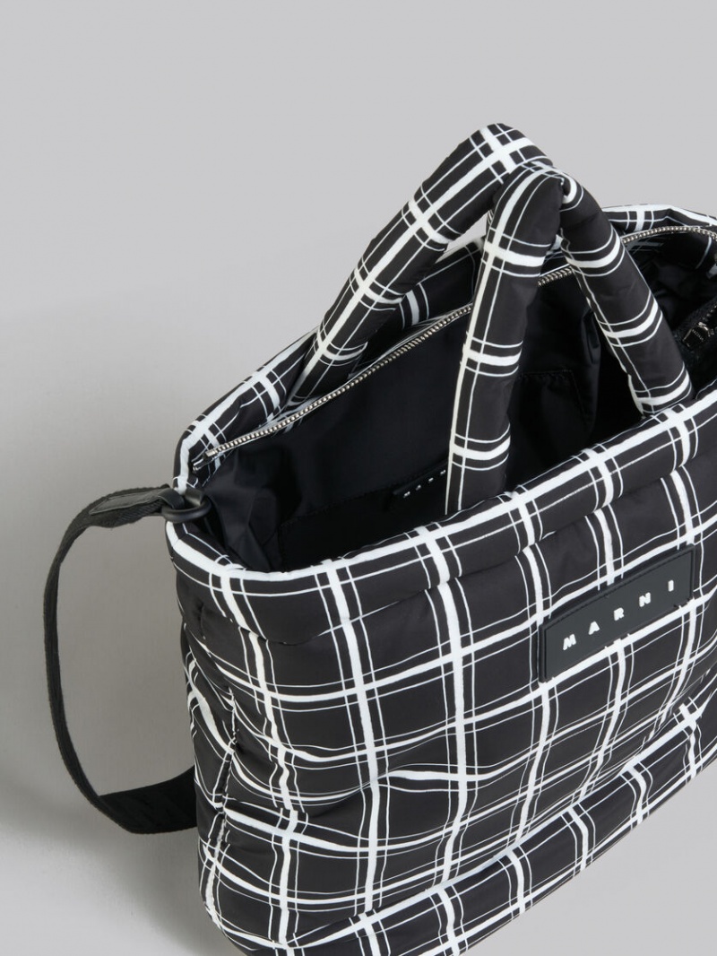 Marni Checked Nylon Puff Zwart | ABEWC68564