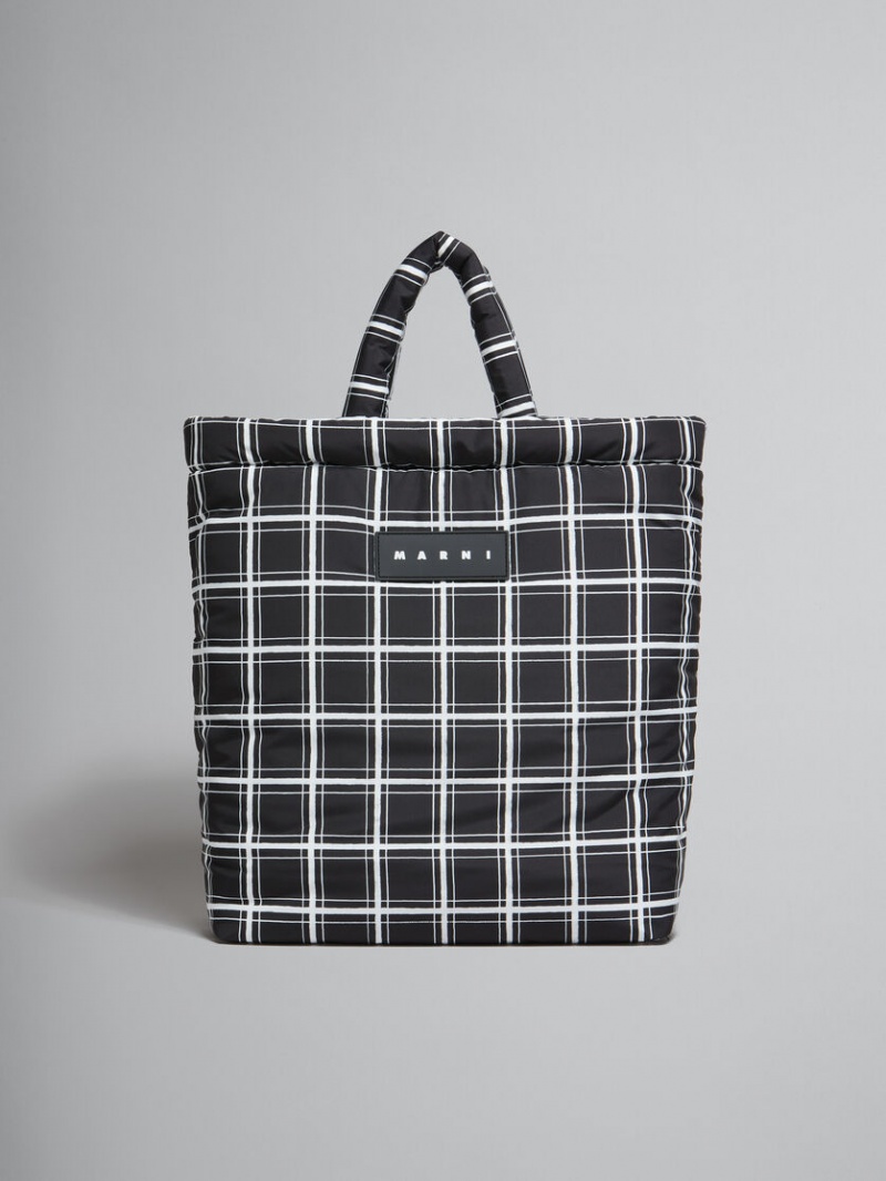 Marni Checked Nylon Puff Zwart | ABEWC68564