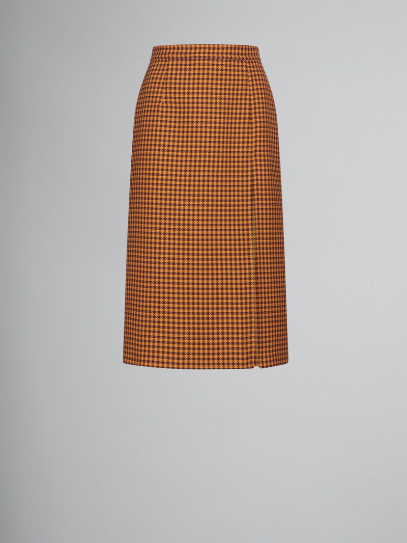 Marni Checked Skirt Oranje Bordeaux | TBEPQ75465