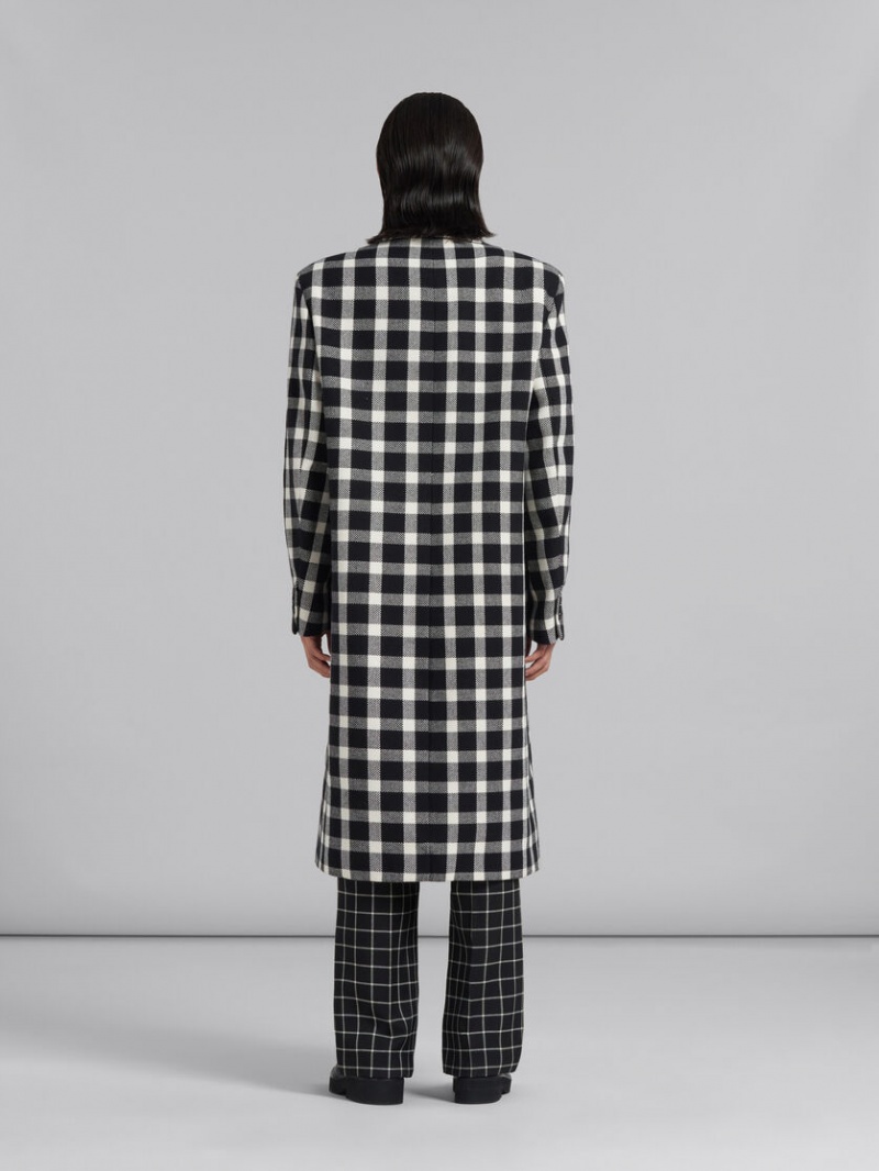 Marni Checked Wol Coat Zwart | UBEND58088