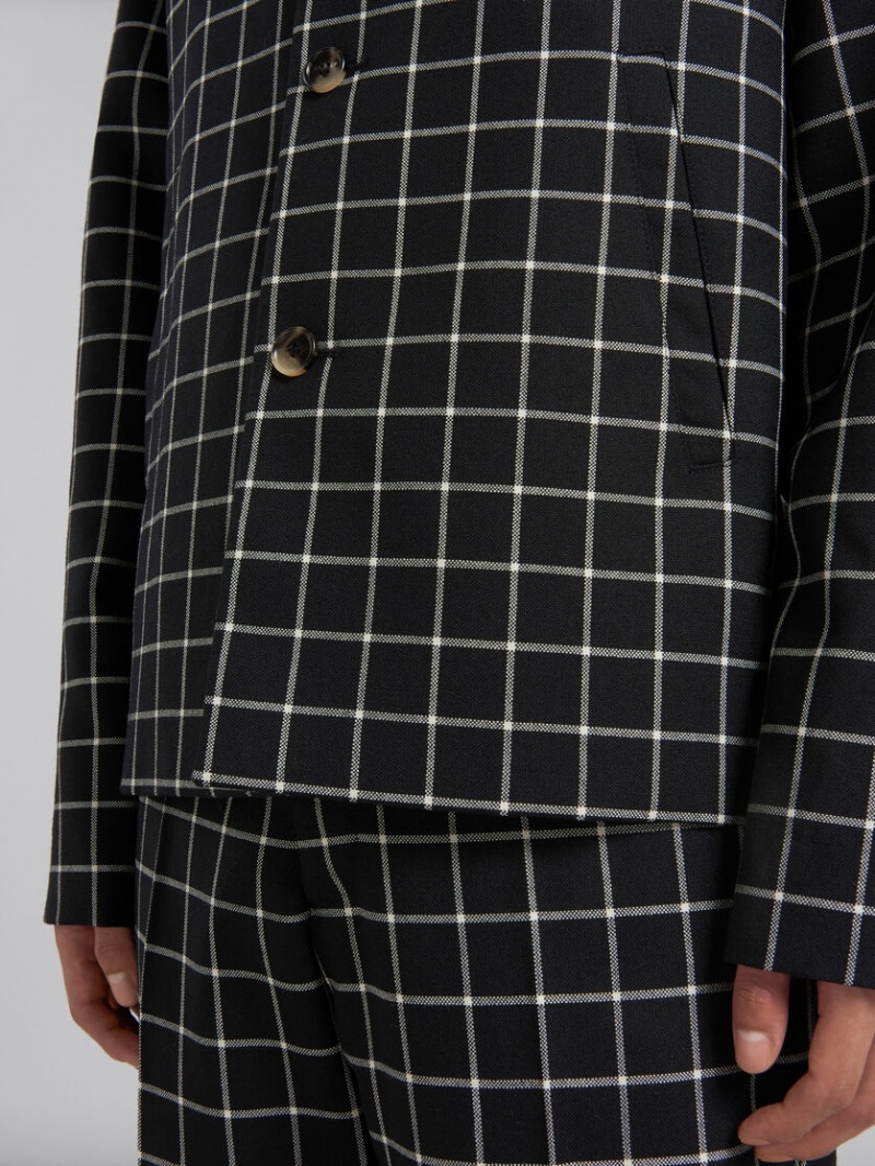 Marni Checked Wol Jacket Zwart | BEEAH19601