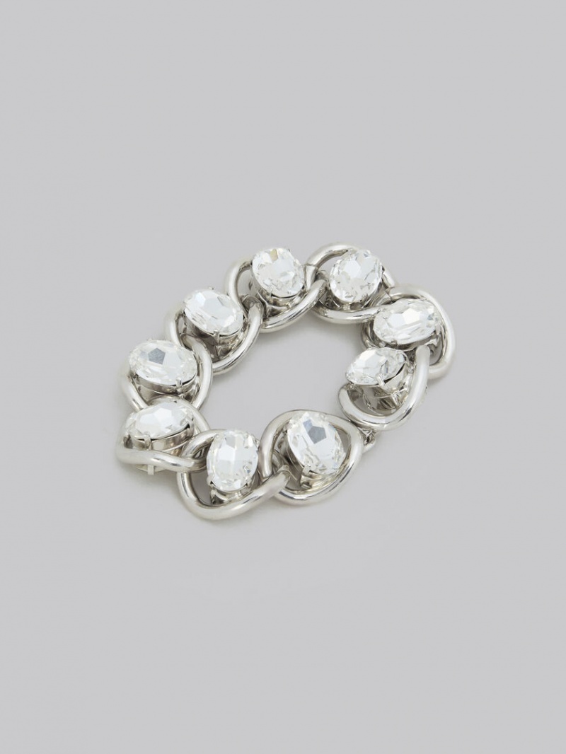 Marni Chunky Chain Bracelet With Rhinestones Zilver | BENZX73191