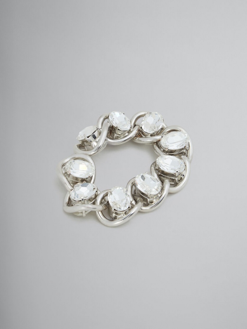 Marni Chunky Chain Bracelet With Rhinestones Zilver | BENZX73191