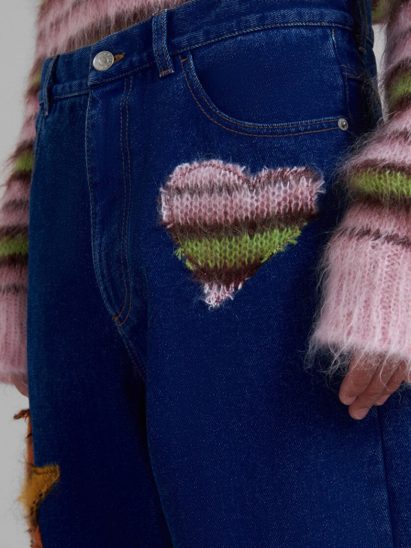 Marni Coated Denim Jeans With Mohair Patches Blauw | ZBEMJ99660