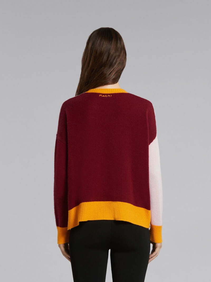 Marni Colour-block Cashmere Jumper Roze | EBEVG90156