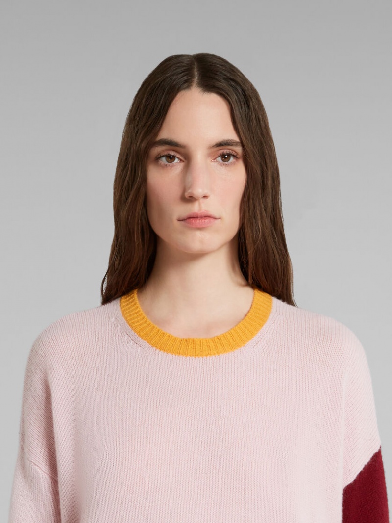 Marni Colour-block Cashmere Jumper Roze | EBEVG90156