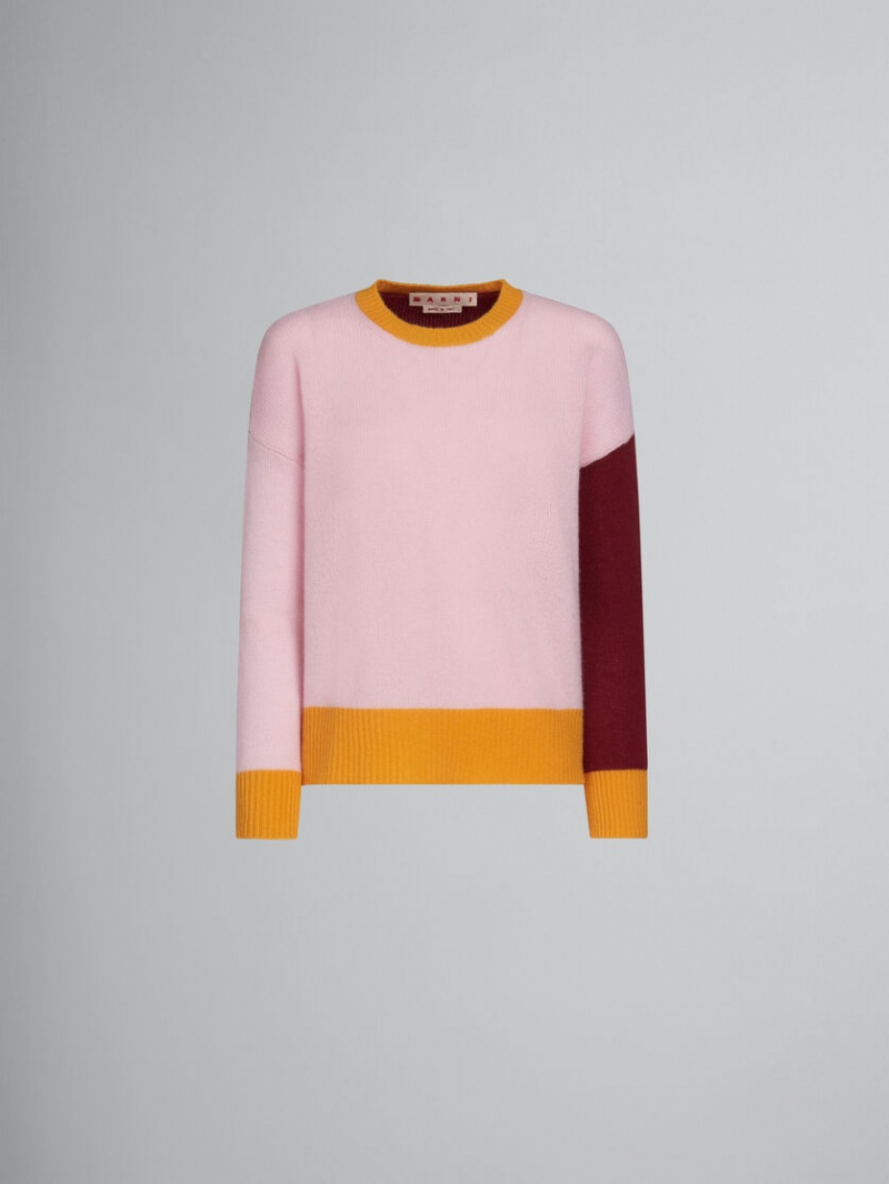 Marni Colour-block Cashmere Jumper Roze | EBEVG90156