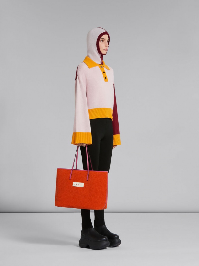 Marni Colour-block Cashmere Polo Jumper Roze | DBEVO52030