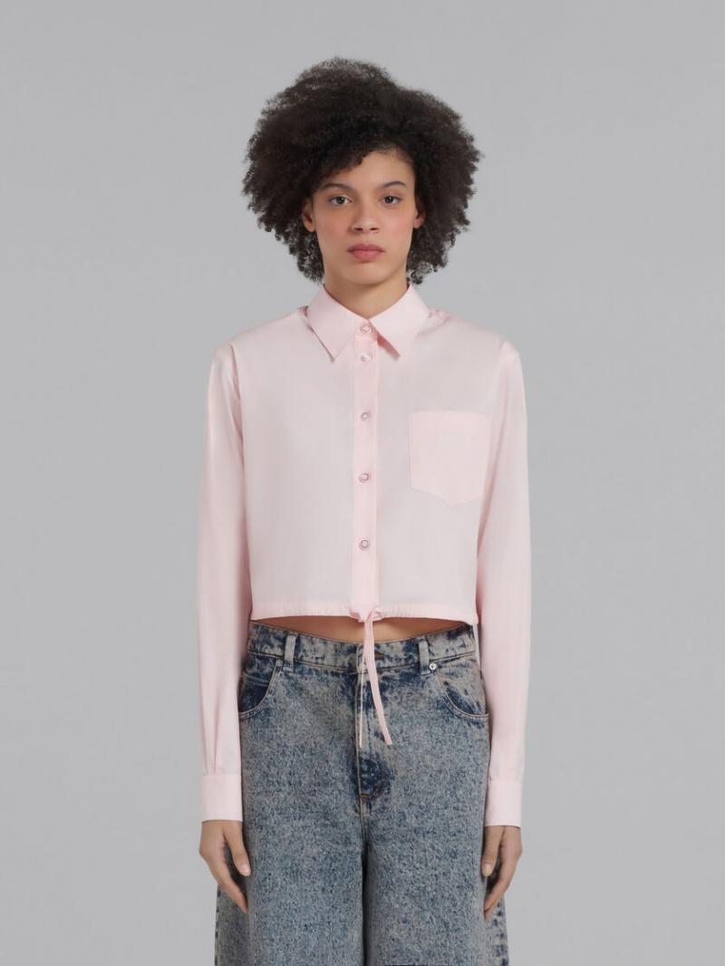 Marni Cropped Shirt In Bio Poplin Roze | BEXBR68190