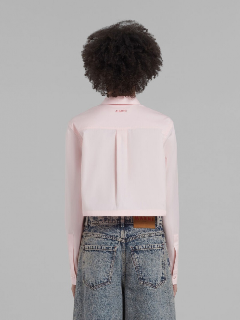 Marni Cropped Shirt In Bio Poplin Roze | BEXBR68190