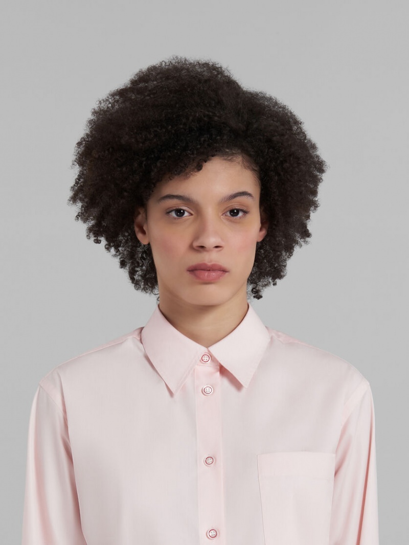 Marni Cropped Shirt In Bio Poplin Roze | BEXBR68190